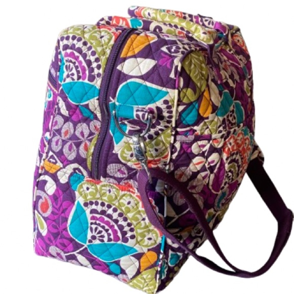 Vera Bradley Retired Plum Crazy Purple Weekend Duffel Bag - Picture 4 of 8
